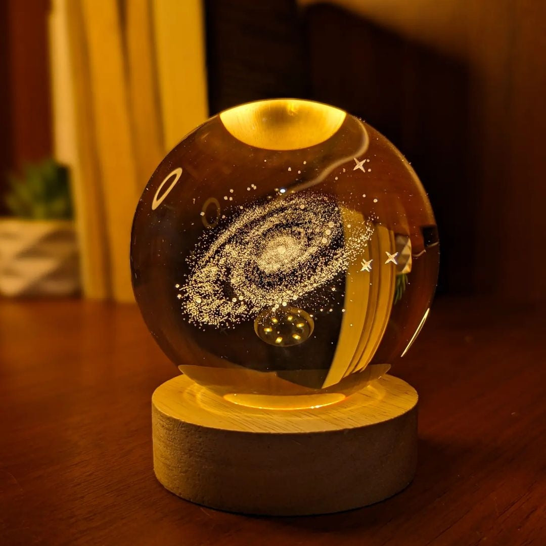 3D Wooden base Crystal Lamp 🪐