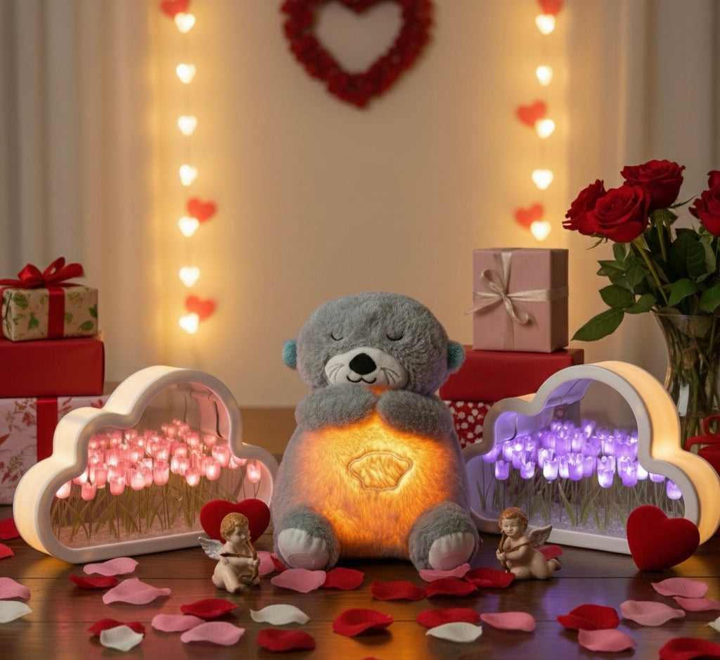 Valentine’s Special Combo💝 ( Assembled Cloud Tulip Lamp &  Cuddlebreath Teddy )