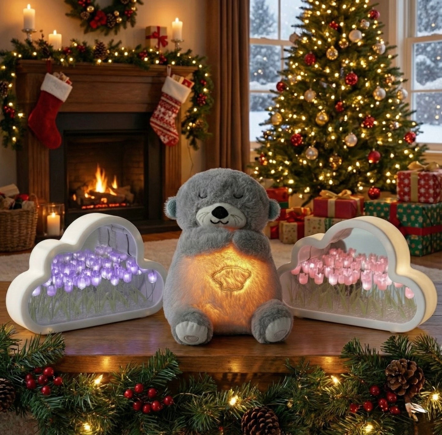 Christmas Special Combo 🎄( Assembled Cloud Tulip Lamp &  Cuddlebreath Teddy )