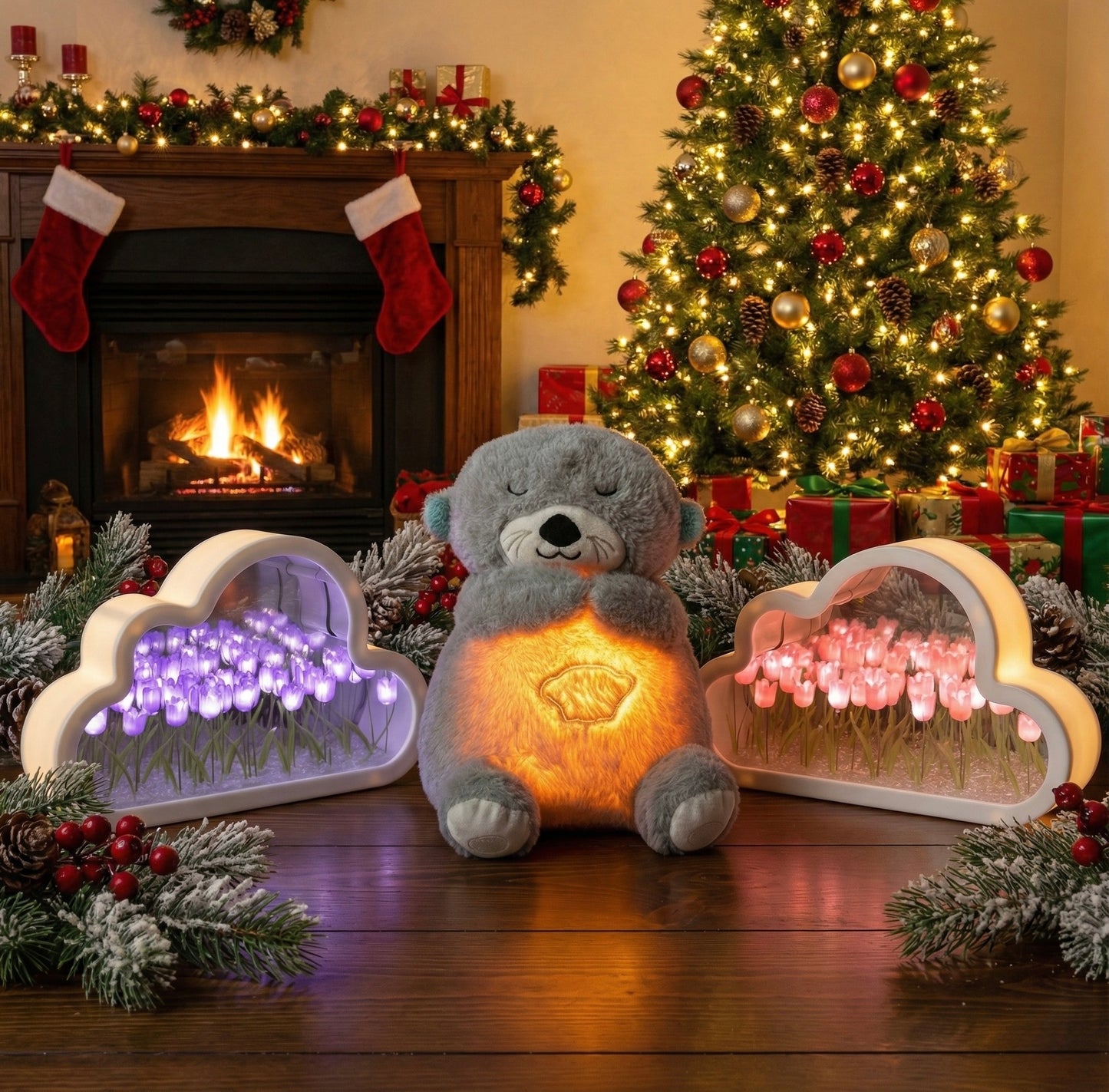 Christmas Special Combo 🎄( Assembled Cloud Tulip Lamp &  Cuddlebreath Teddy )